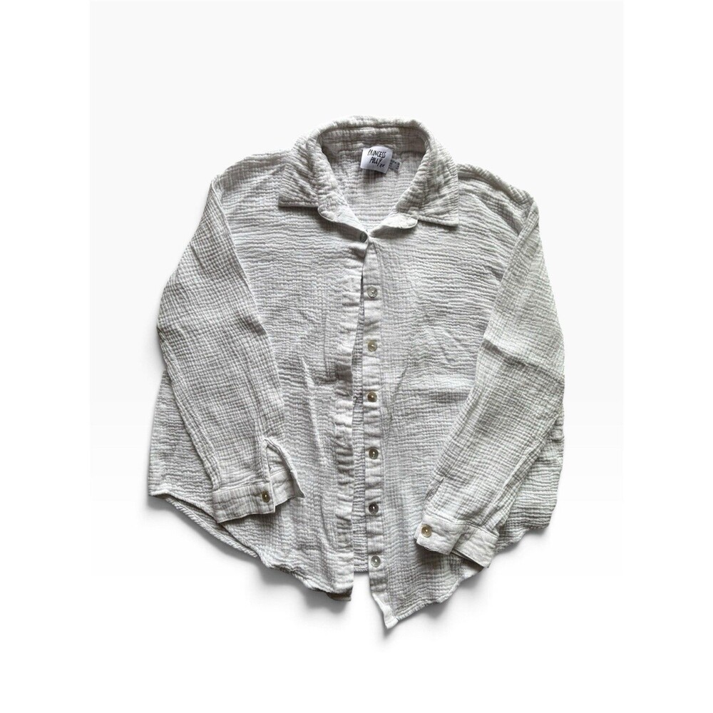 White Oversized Button Up Cotton Shirt Womens Sz 8 Boho Beachy Chic Party
